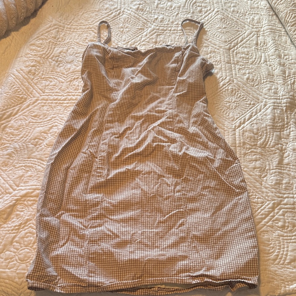 Superdown Brown Checkered Mini Dress